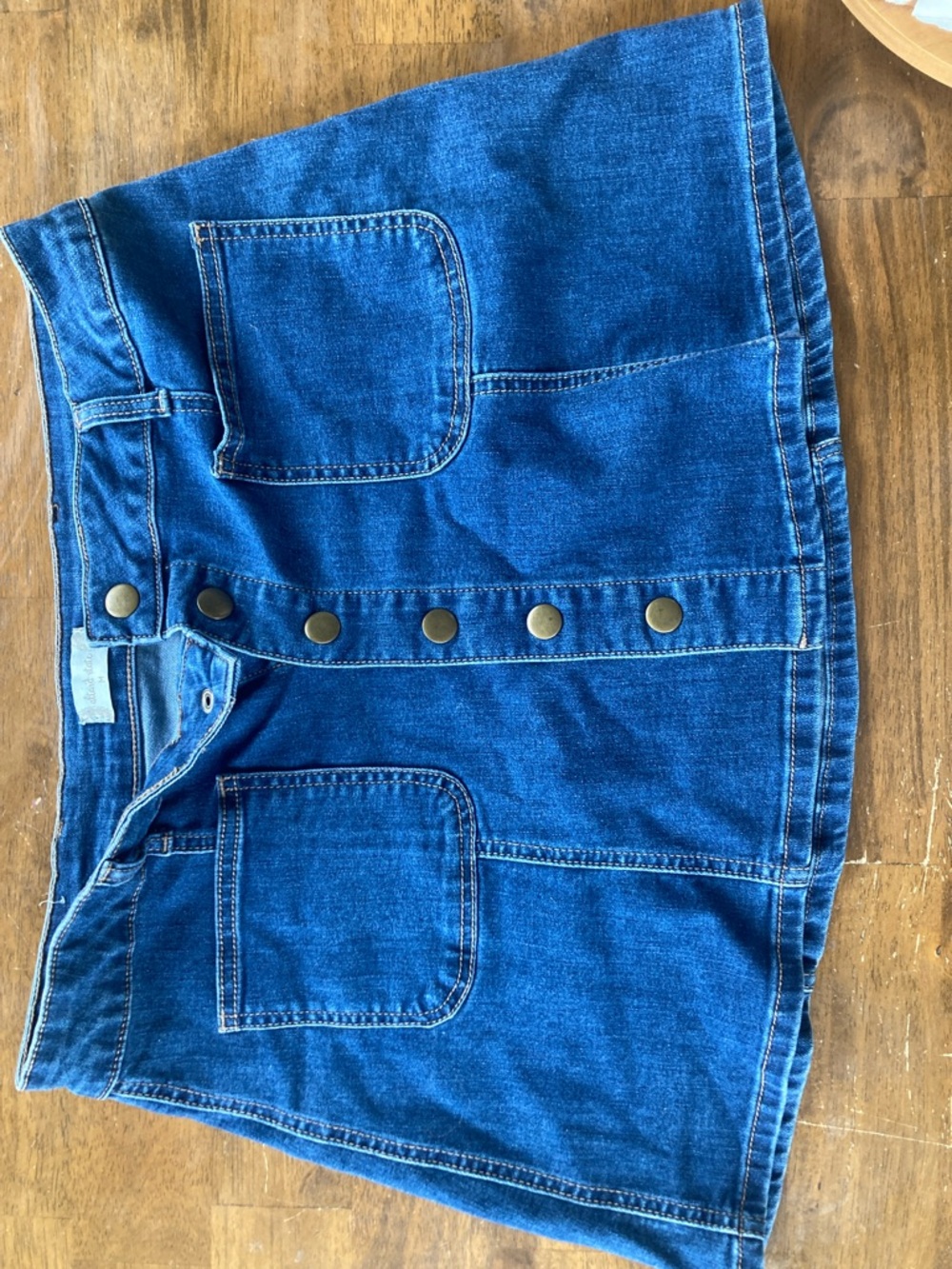 Altar'd State Button-Front Denim Mini Skirt - Blue